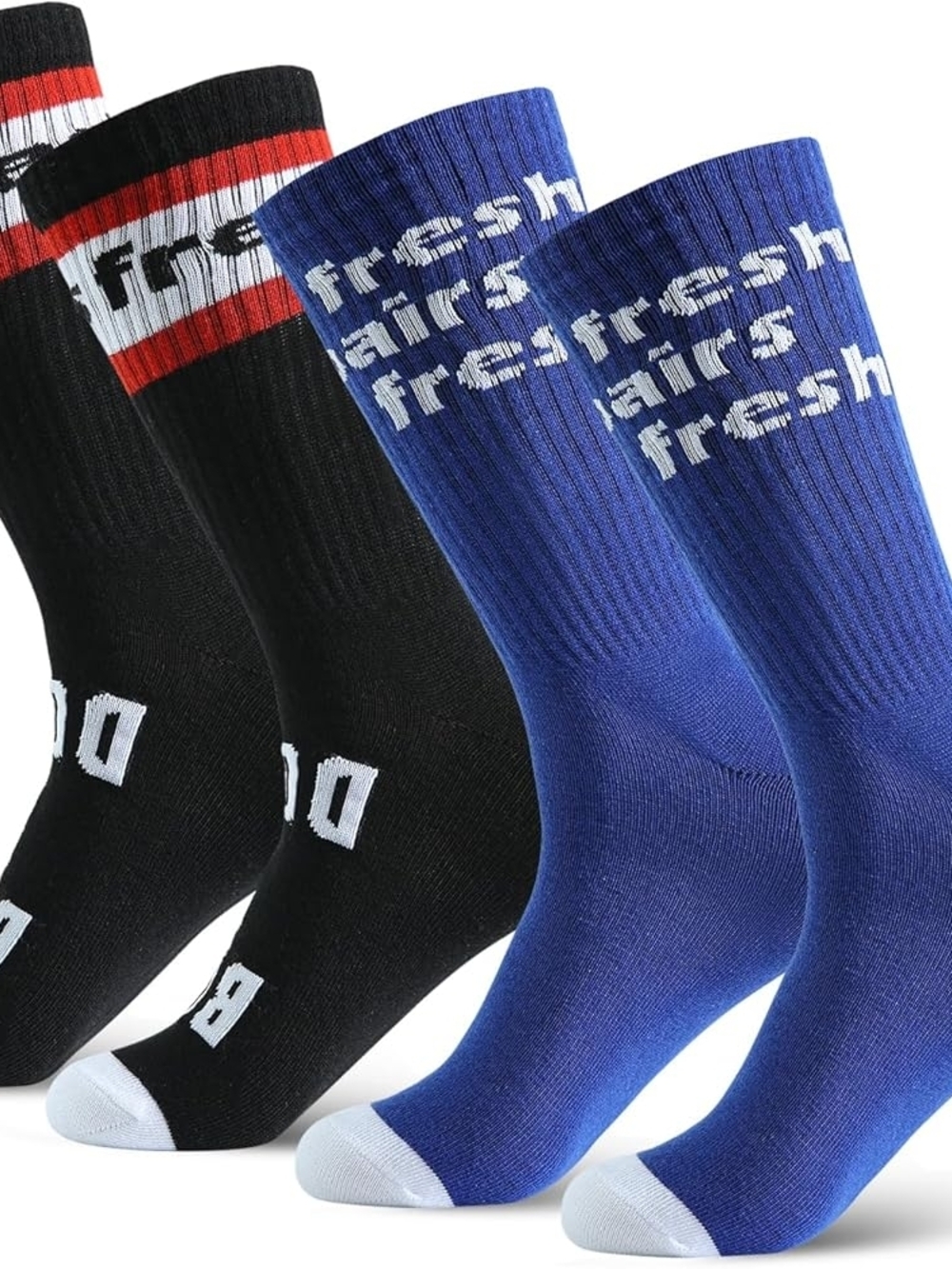 Men's Crew Socks - Black & Blue (4 Pair)